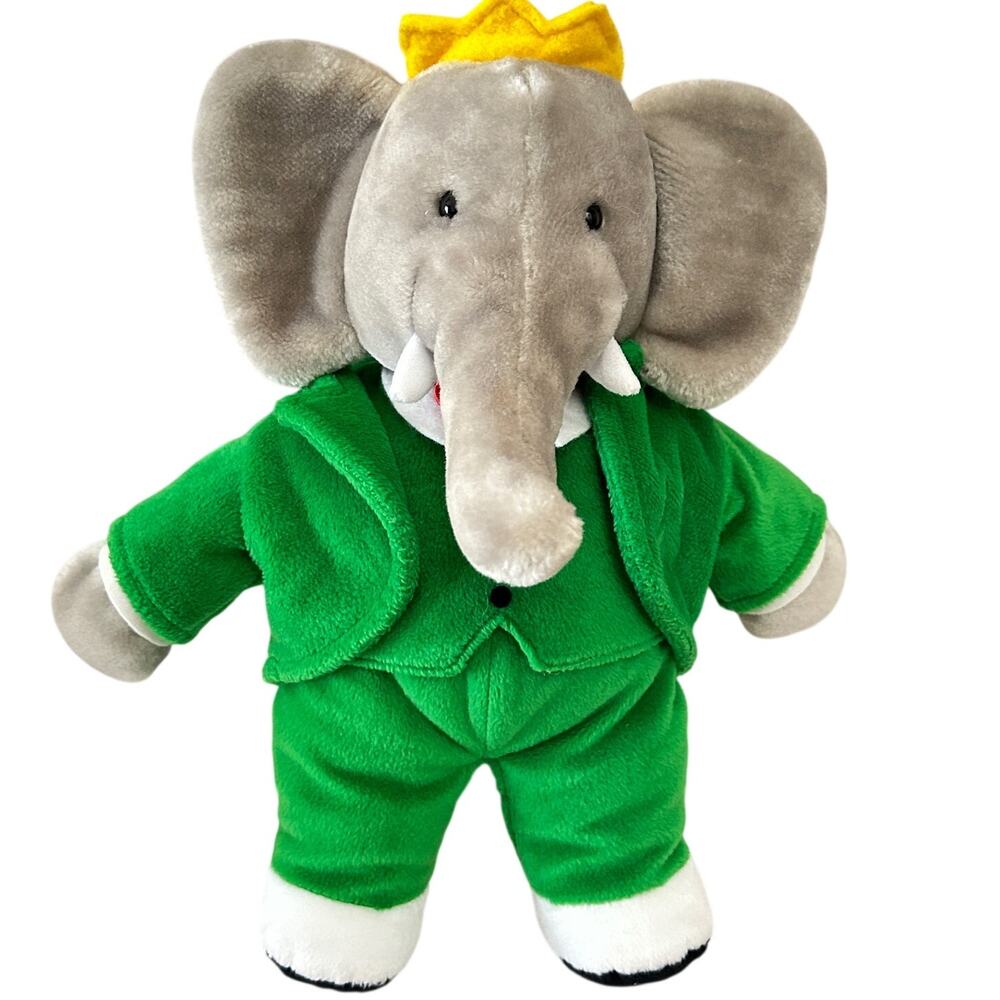 GUND Vintage 1989 Babar The Elephant King Plush 14 Inch Stuffed Animal Toy